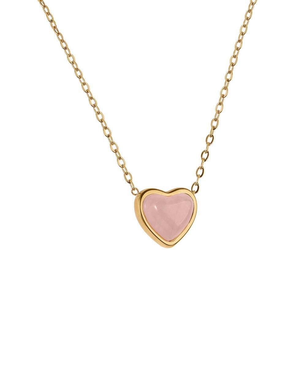 Aretes y collar de corazón nadia de baño de oro 14 k cuarzo 4