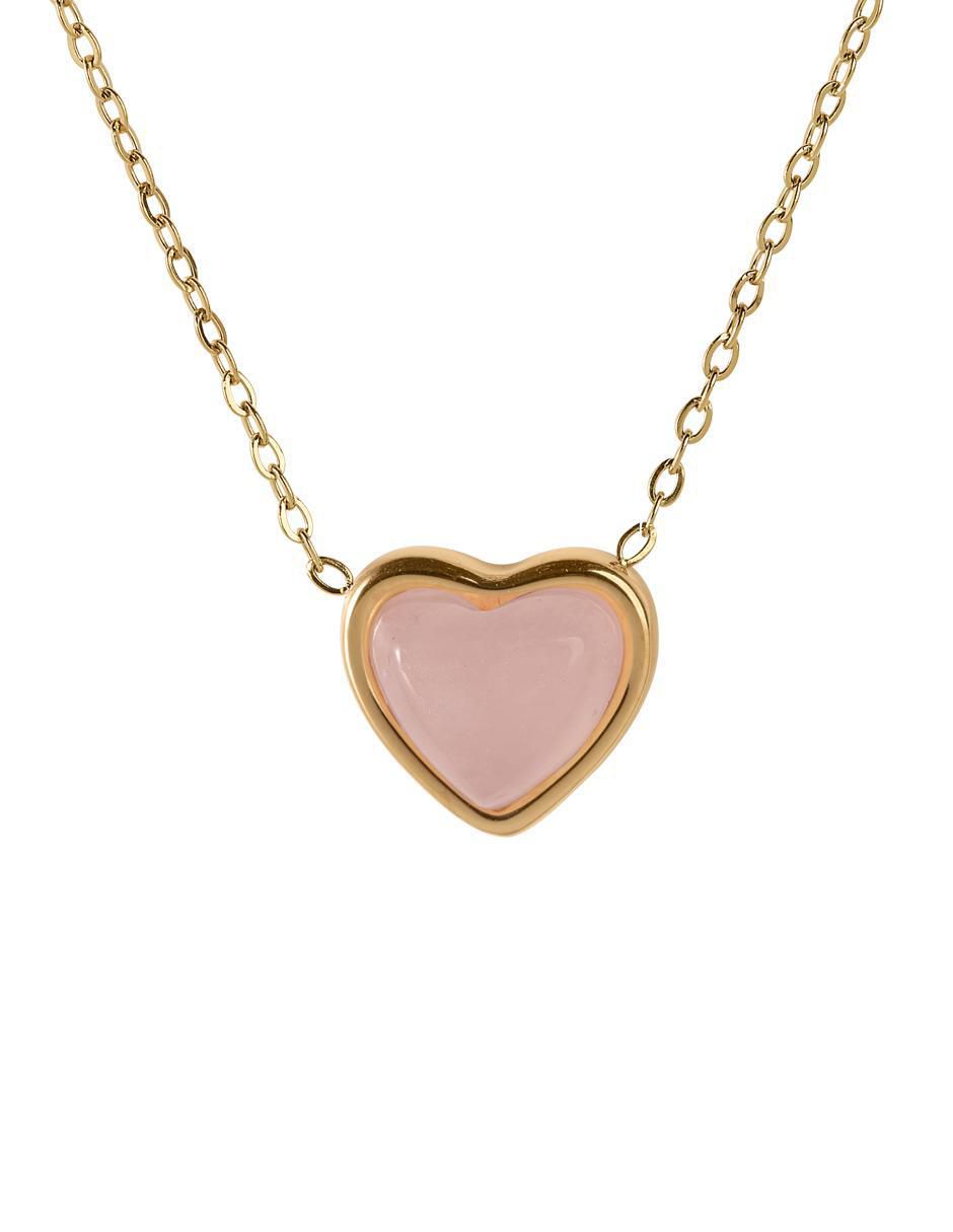 Aretes y collar de corazón nadia de baño de oro 14 k cuarzo 5