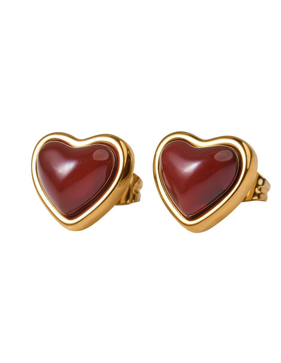 Aretes y collar de corazón luckyly nadia de baño de oro 14 k cuarzo