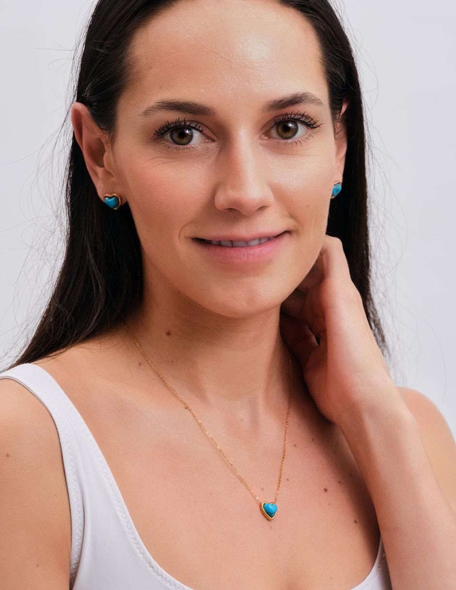 Collar de corazón de baño de oro 14 k 9