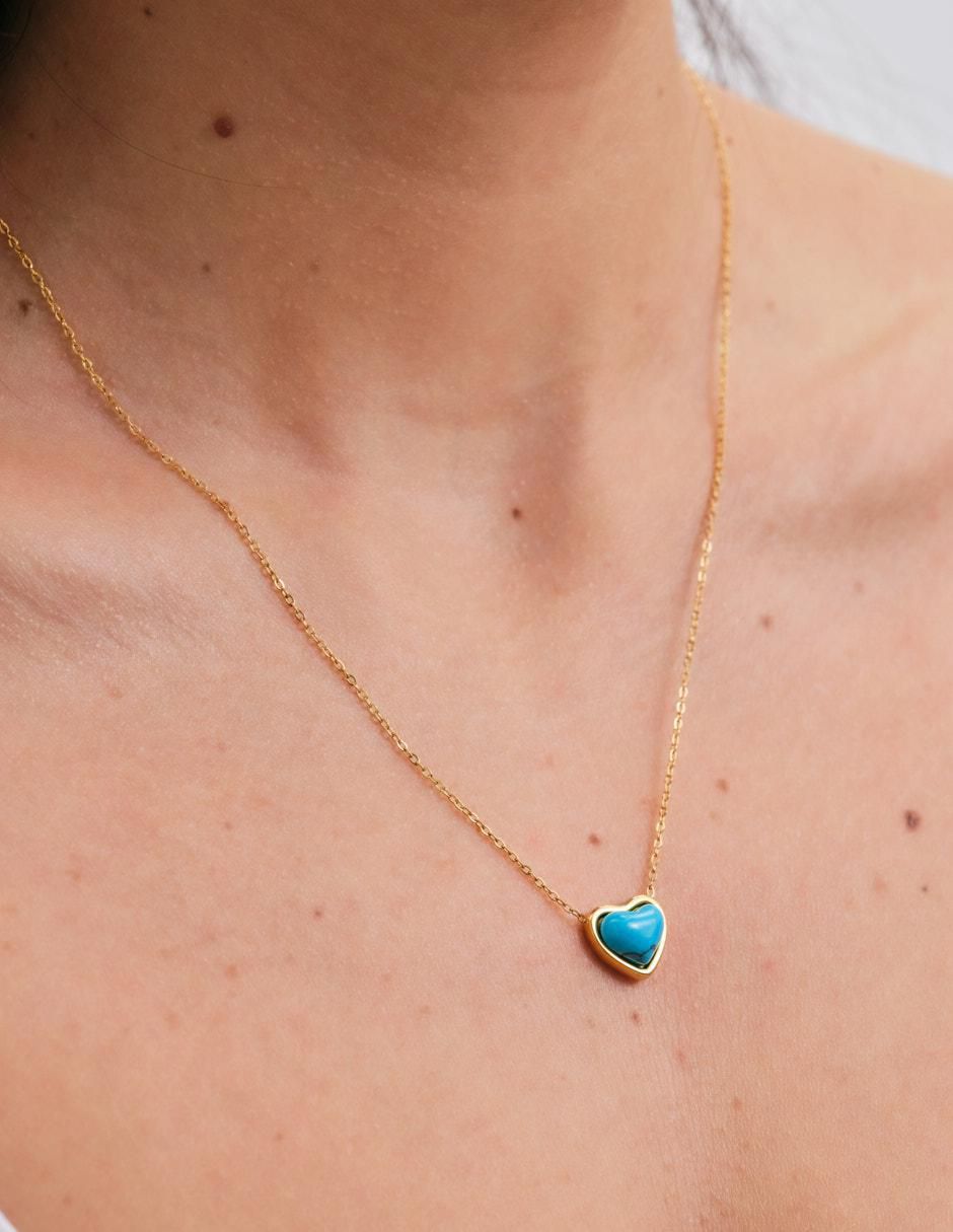 Collar de corazón de baño de oro 14 k 10
