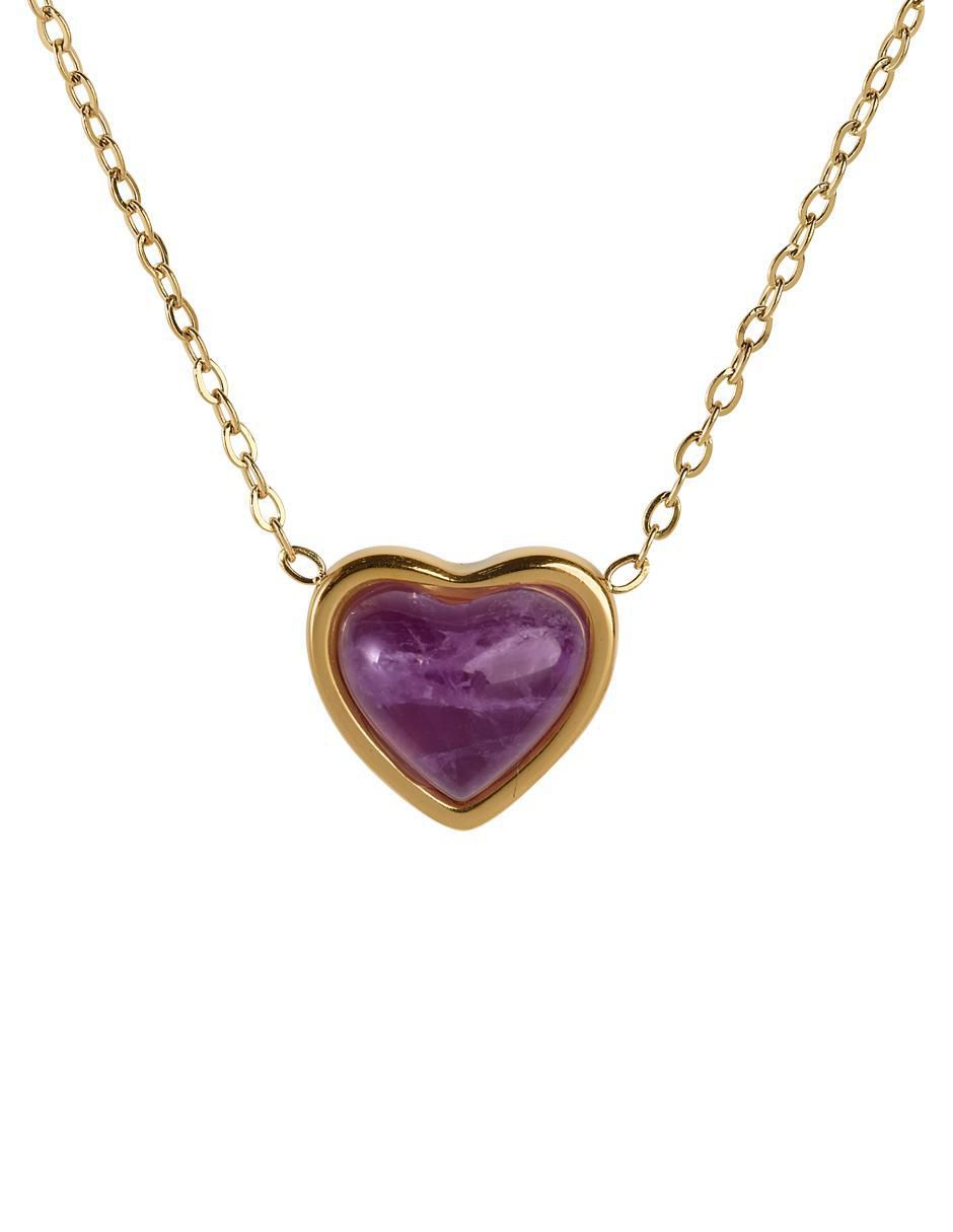 Collar de corazón de baño de oro 14 k