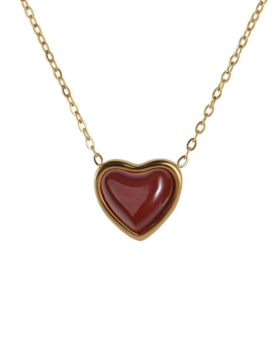 Collar de corazón de baño de oro 14 k