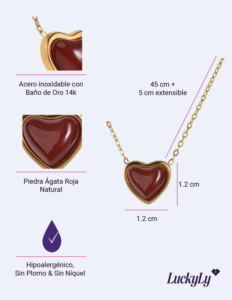 Collar de corazón luckyly de baño de oro 14 k