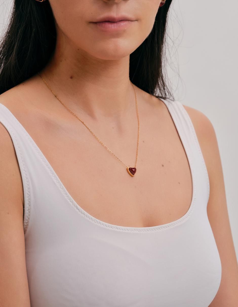 Collar de corazón luckyly de baño de oro 14 k