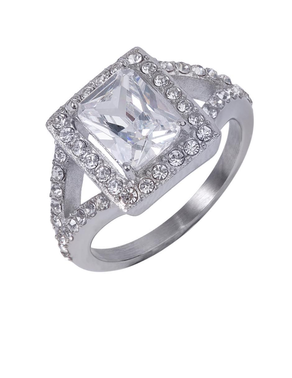 Anillo de compromiso "de" acero inoxidable 18 k luckyly navi zirconia cúbica