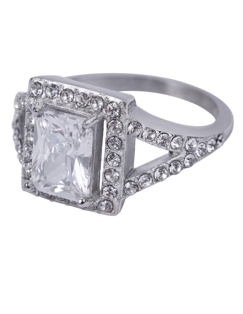 Anillo de compromiso "de" acero inoxidable 18 k luckyly navi zirconia cúbica