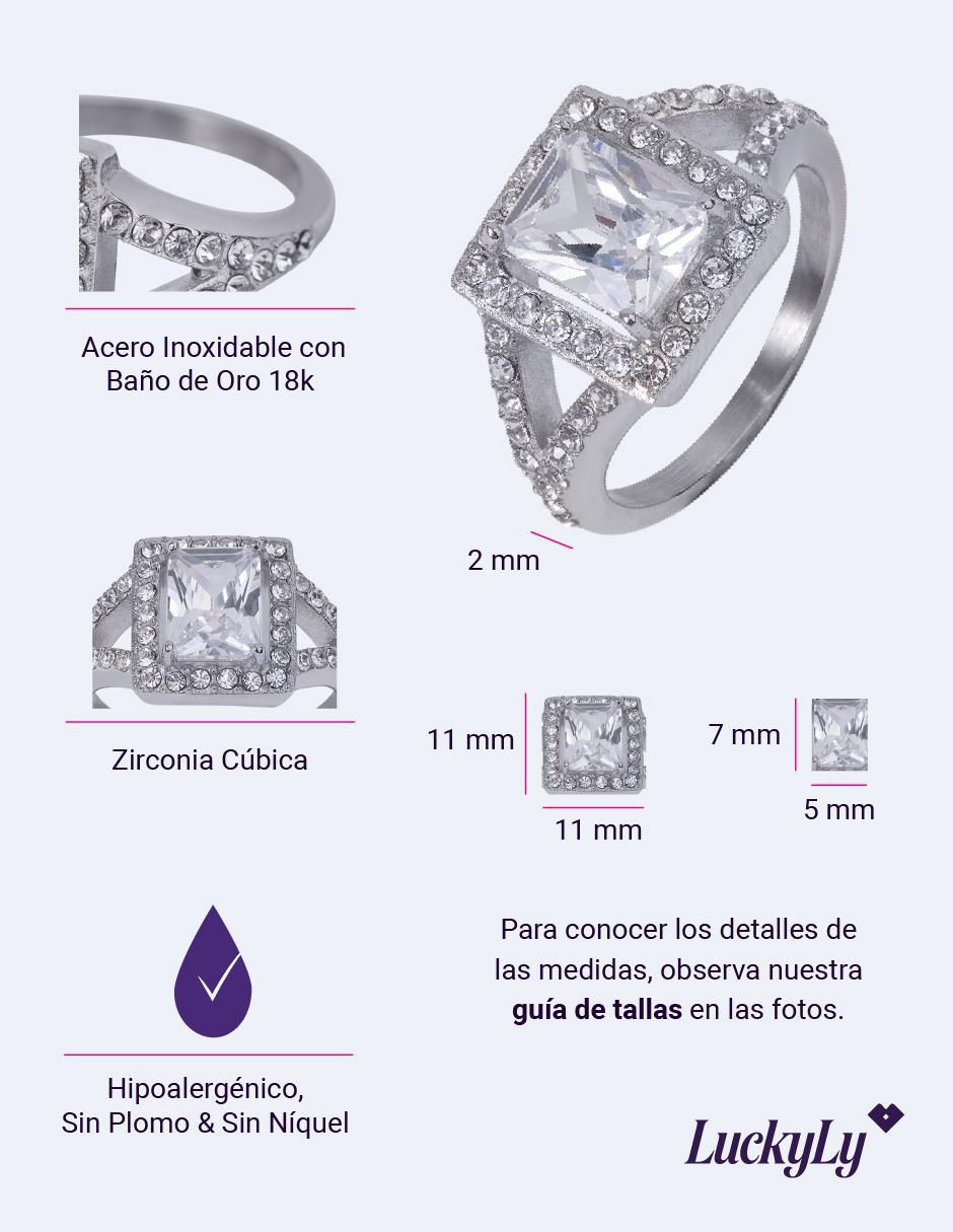 Anillo de compromiso "de" acero inoxidable 18 k luckyly navi zirconia cúbica