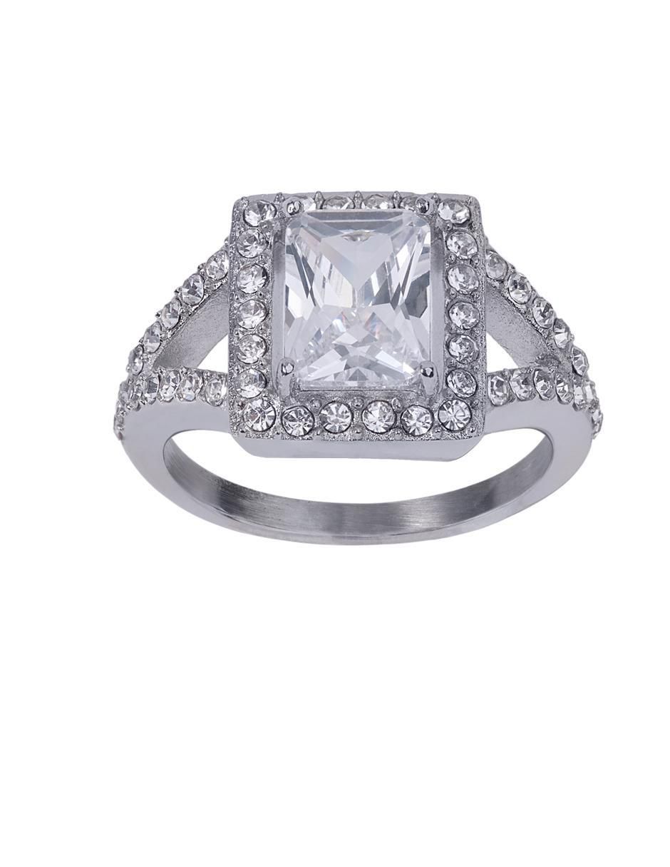 Anillo de compromiso "de" acero inoxidable 18 k luckyly navi zirconia cúbica