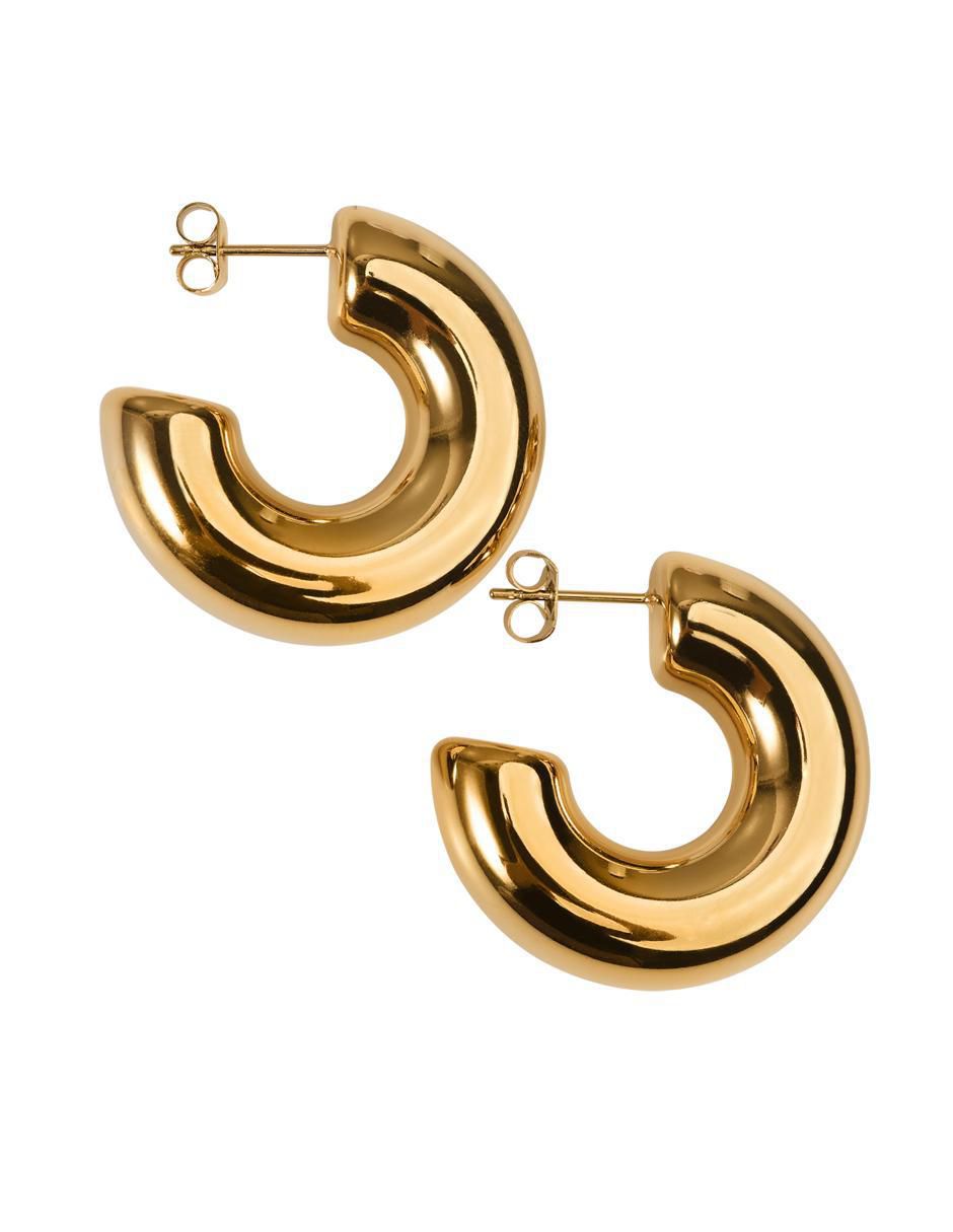 Arracadas media luna con acabado baño de oro 14 K 2