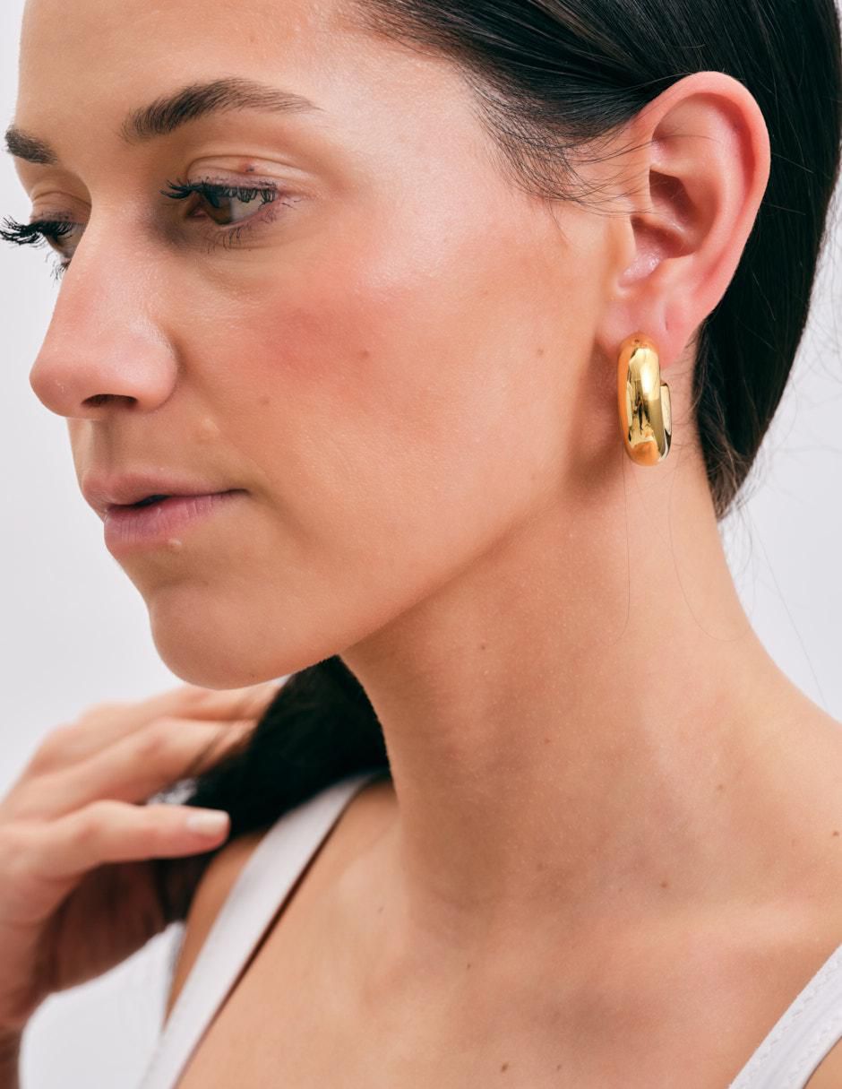 Arracadas media luna con acabado baño de oro 14 K 5