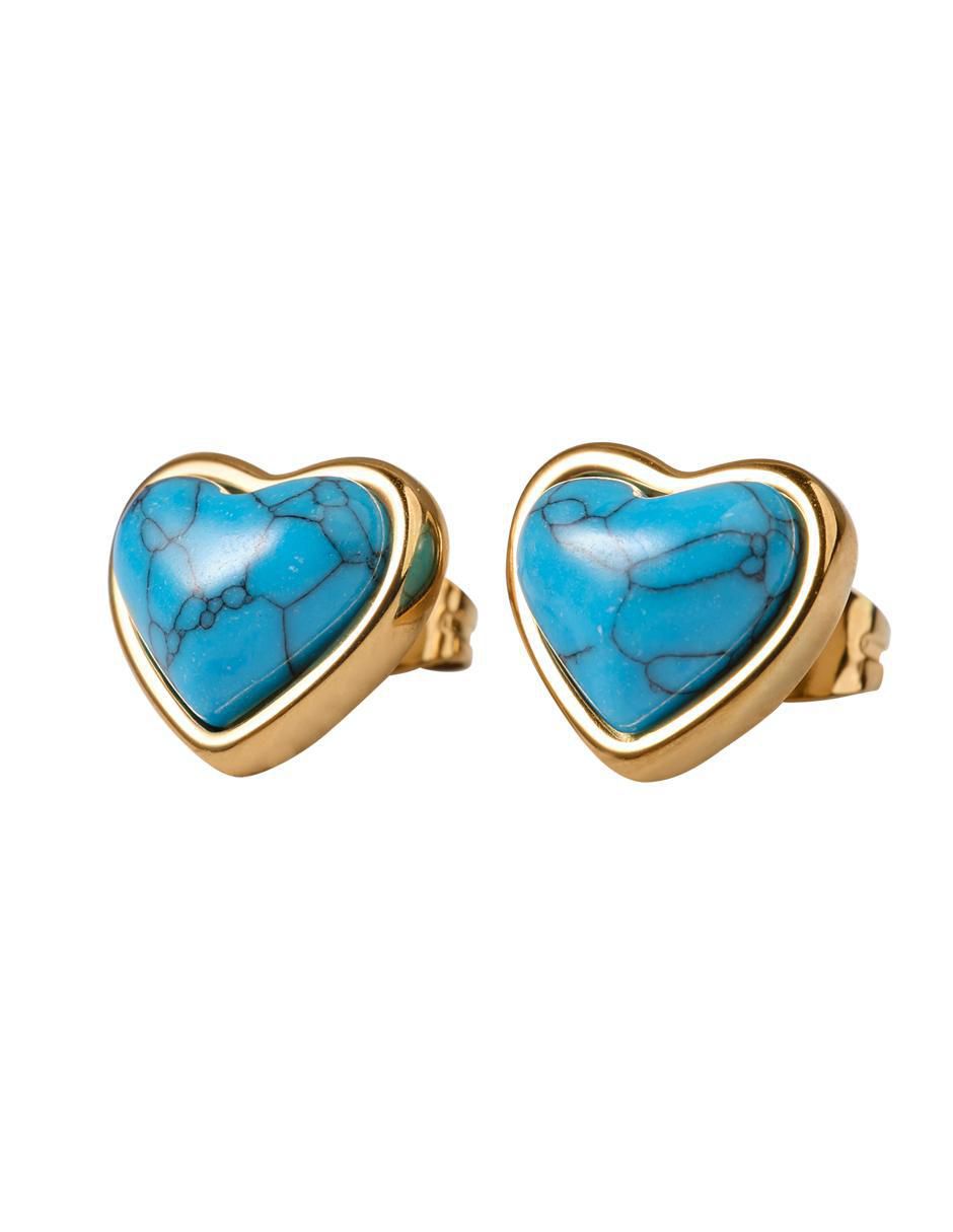 Broqueles de corazón Nadia con acabado baño de oro 14 K cuarzo Broqueles de corazón Nadia con acabado baño de oro 14 K cuarzo