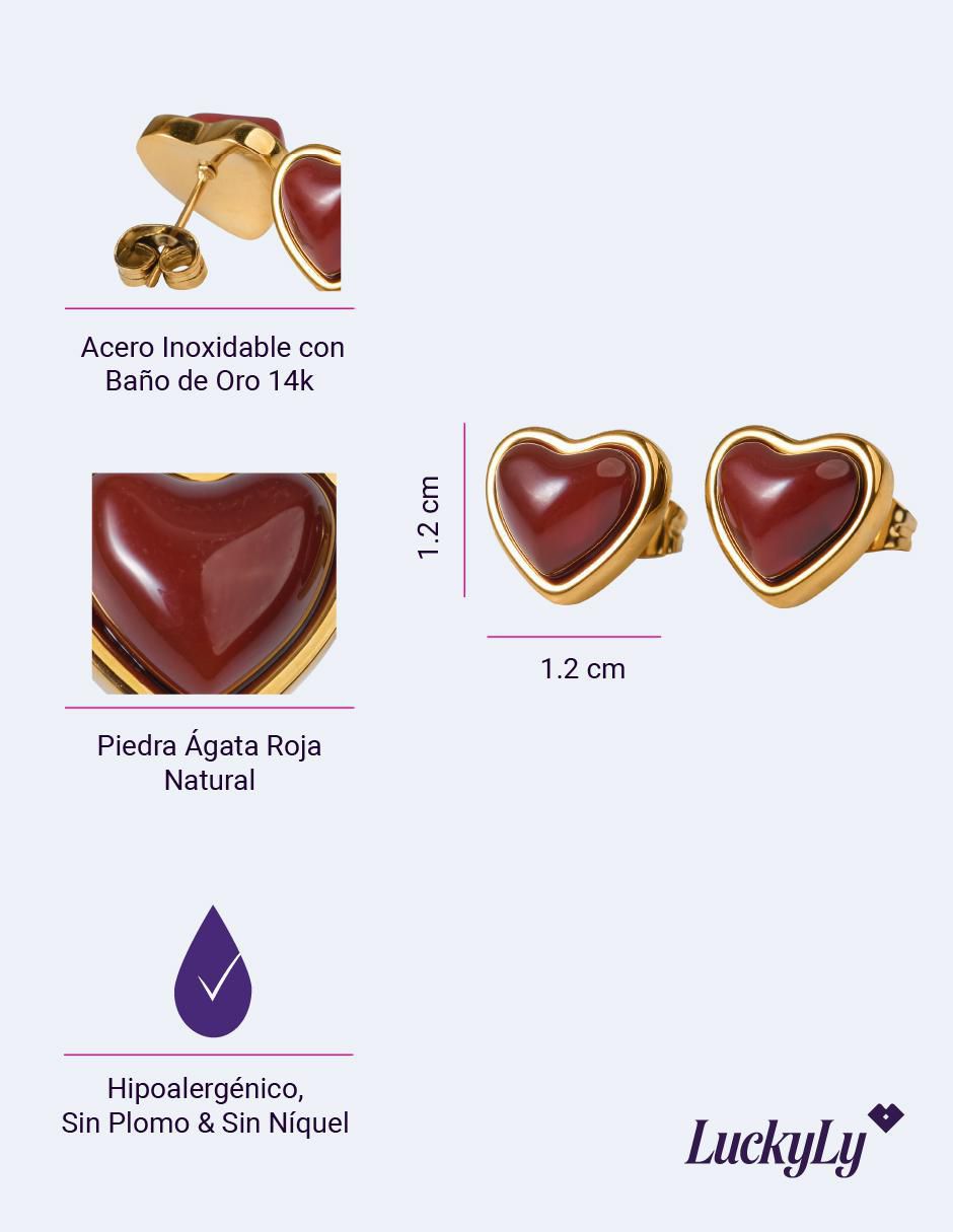 Broqueles "de (si aplica)" corazón no aplica luckyly nadia "de" acero inoxidable 14 k "con acabado" baño de oro cuarzo