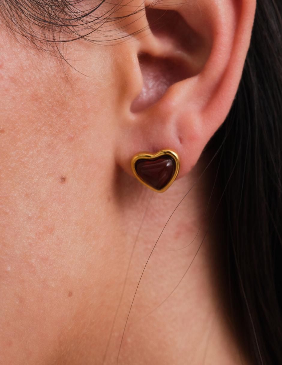 Broqueles "de (si aplica)" corazón no aplica luckyly nadia "de" acero inoxidable 14 k "con acabado" baño de oro cuarzo