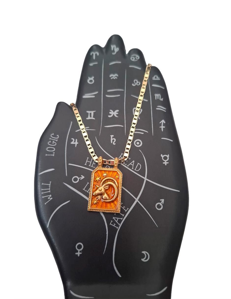 Collar con dije de signo zodiacal Constelacion de oro laminado 10 K