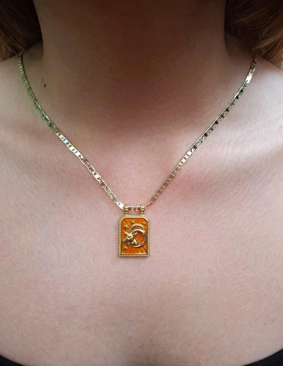 Collar con dije de signo zodiacal Constelacion de oro laminado 10 K 3