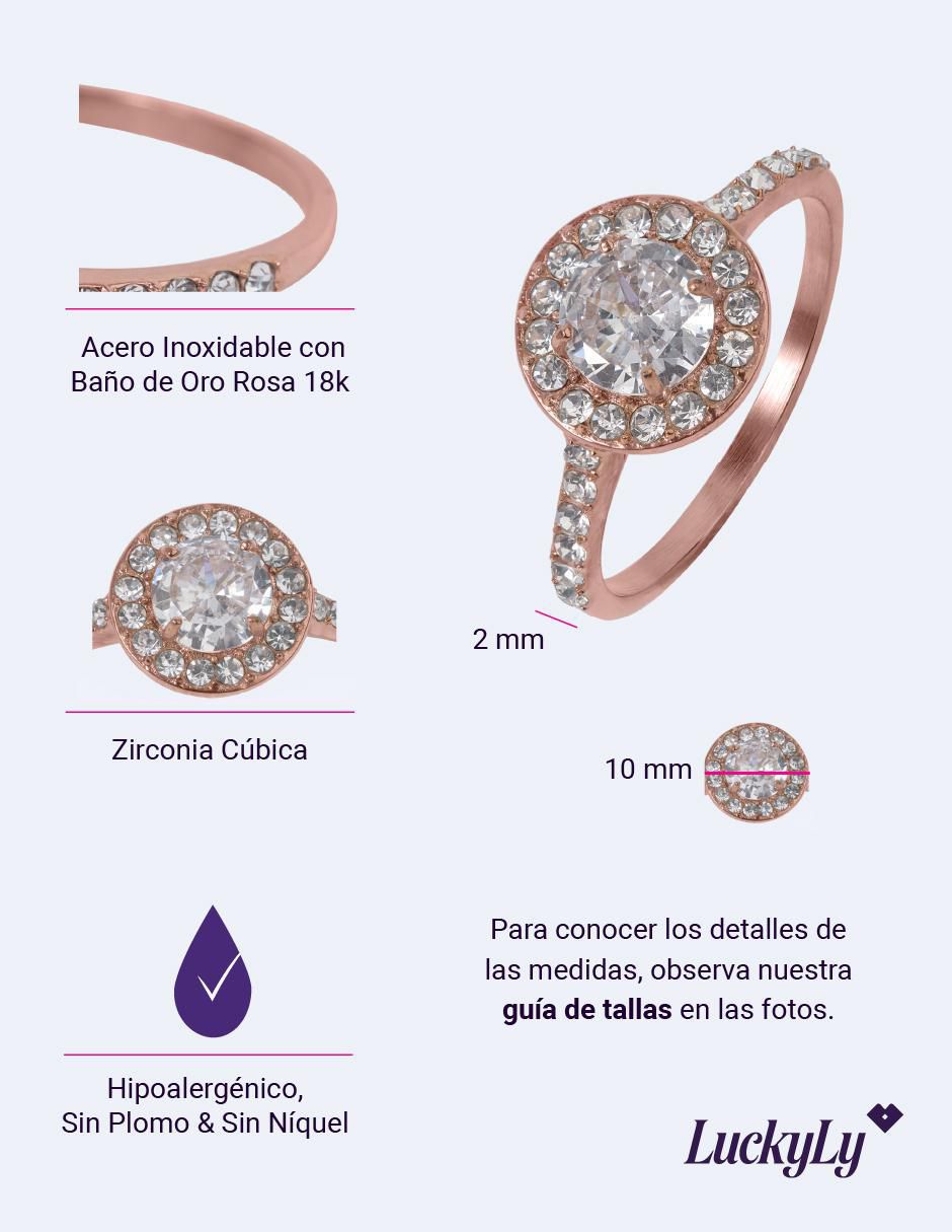 Anillo de compromiso con acabado baño de oro 18 k Nima 8