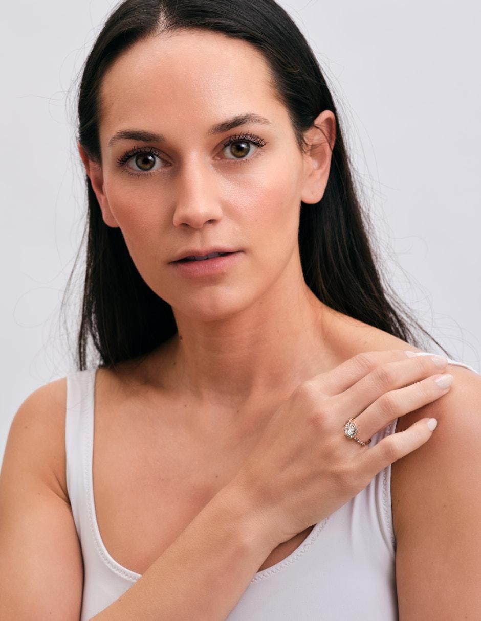 Anillo de compromiso con acabado baño de oro 18 k Nima 4