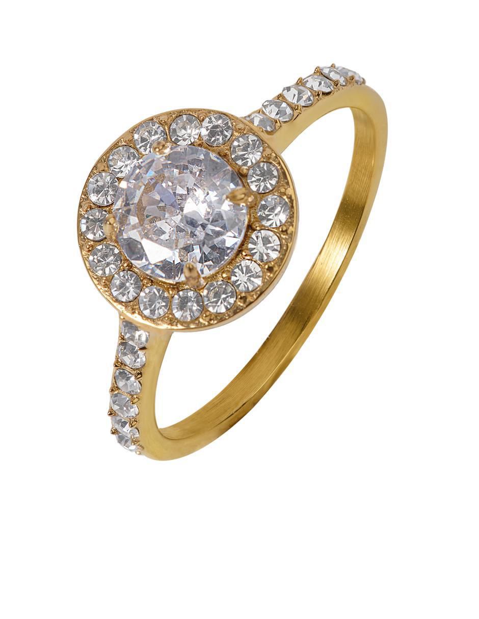 Anillo de compromiso con acabado baño de oro 18 k Nima