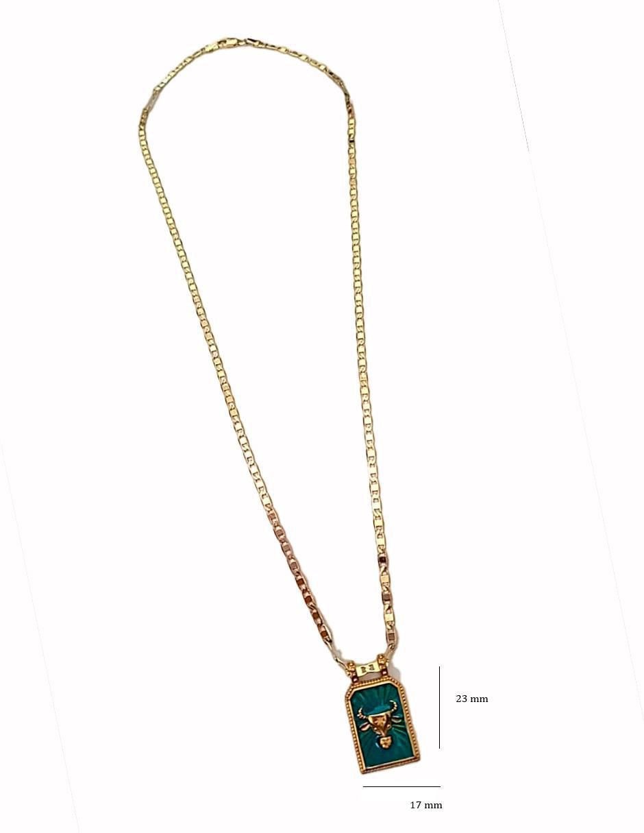 Collar con dije de signo zodiacal de oro laminado 10 K 3