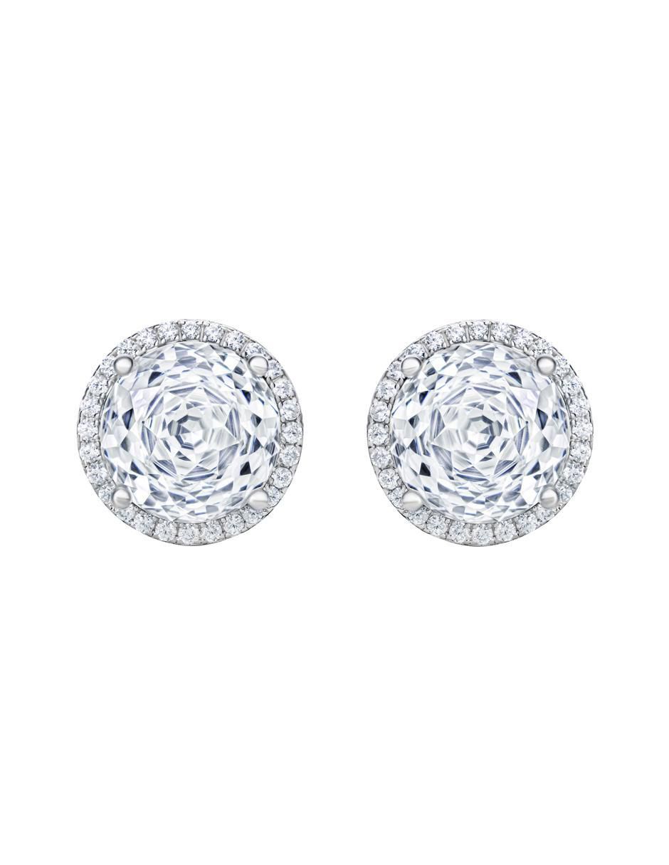 Broqueles circulares de plata p 925 con acabado brillante zirconia