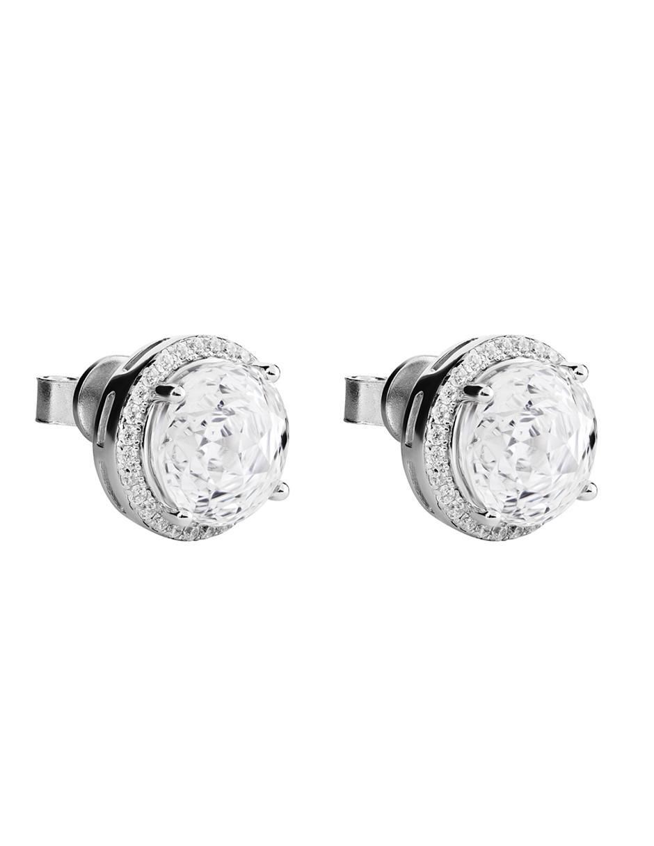 Broqueles circulares de plata p 925 con acabado brillante zirconia 2