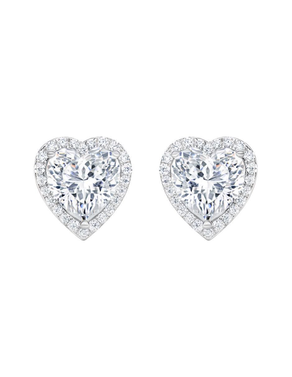 Broqueles de corazón de plata p 925 con acabado brillante zirconia