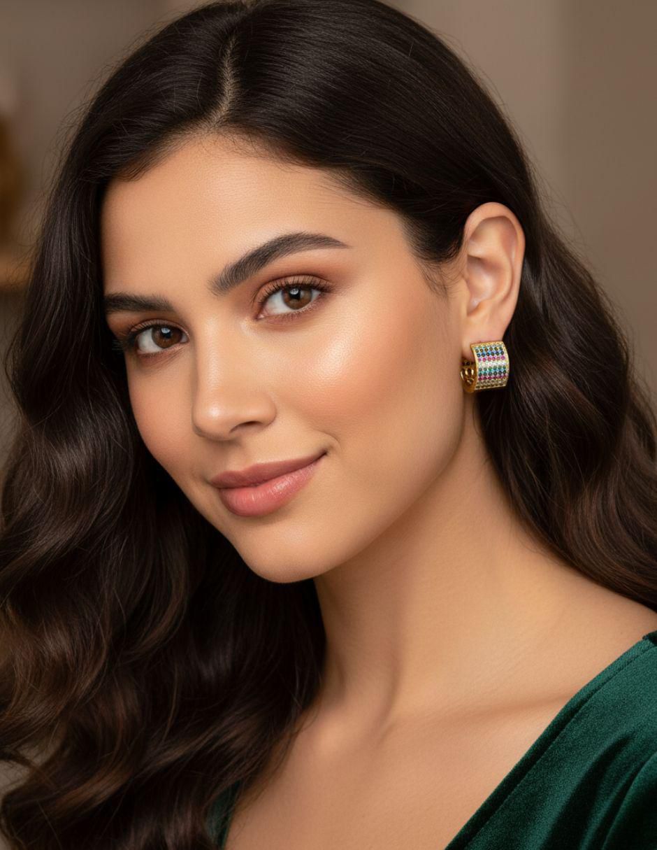 Aretes de oro laminado 9 k con acabado brillante zirconia 2