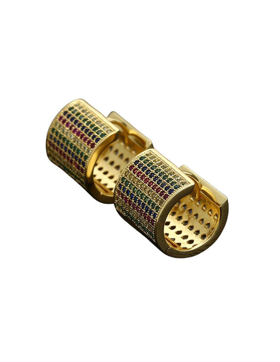Aretes de oro laminado 9 k con acabado brillante zirconia 3