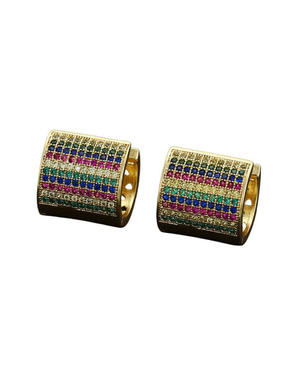 Aretes de oro laminado 9 k con acabado brillante zirconia 4