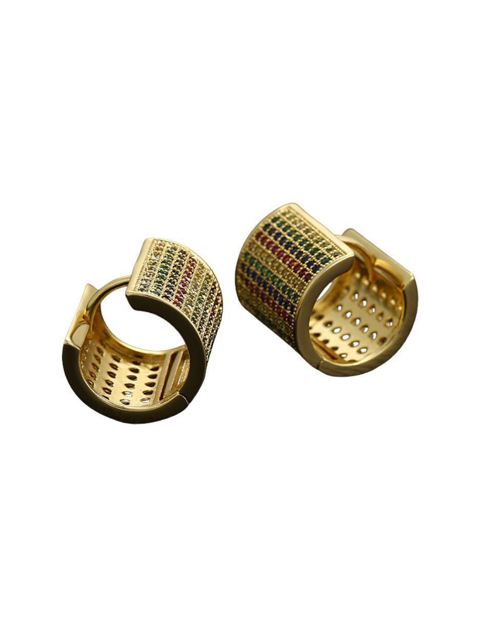 Aretes de oro laminado 9 k con acabado brillante zirconia 5