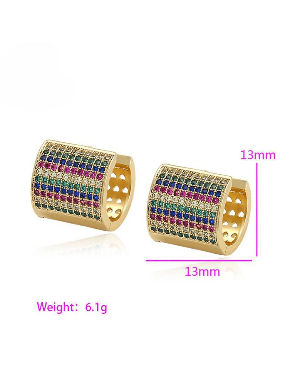 Aretes de oro laminado 9 k con acabado brillante zirconia 6