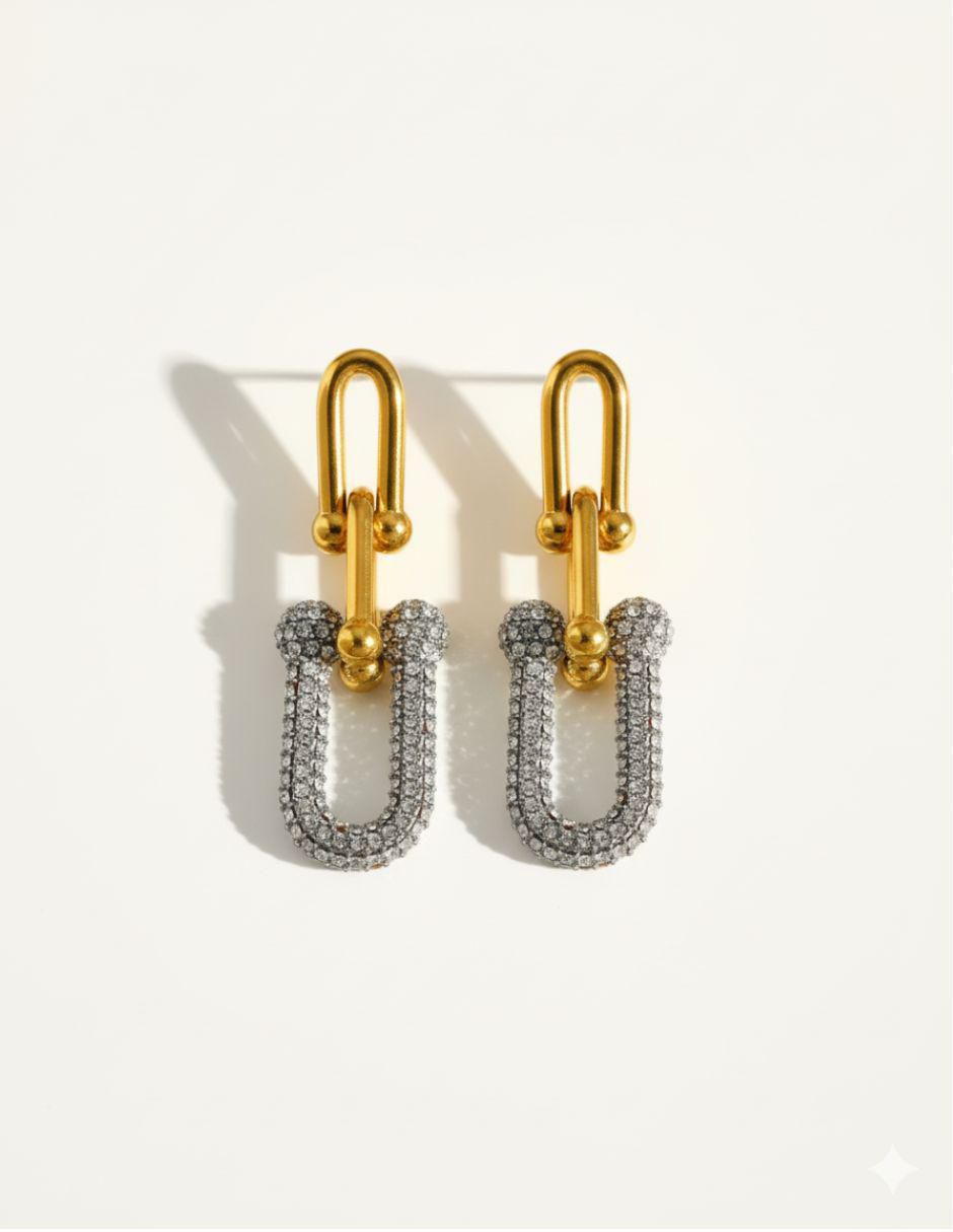 Aretes y collar de oro laminado 10 k zirconia 3