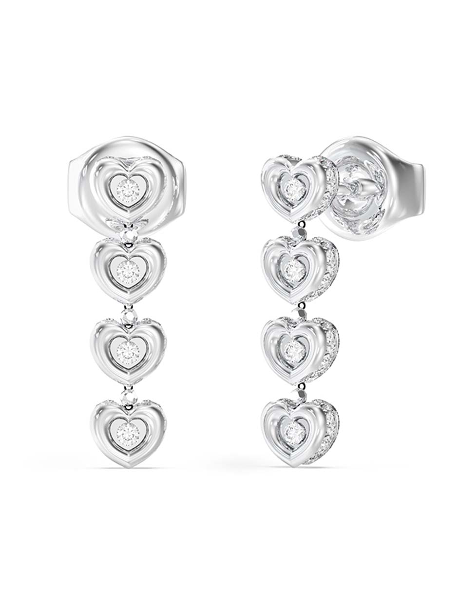 Aretes largos de corazón Love con acabado pavé circonita