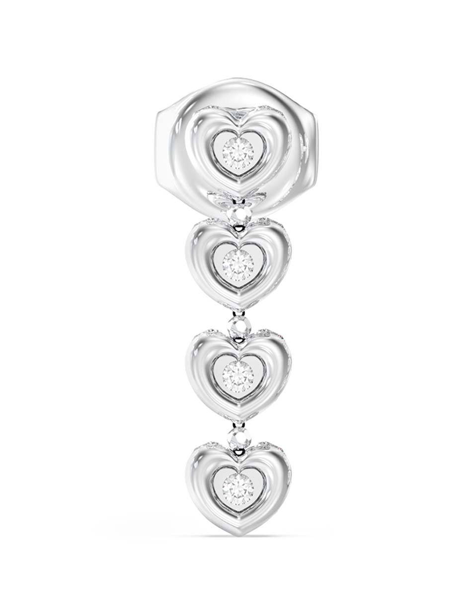 Aretes largos de corazón Love con acabado pavé circonita 3