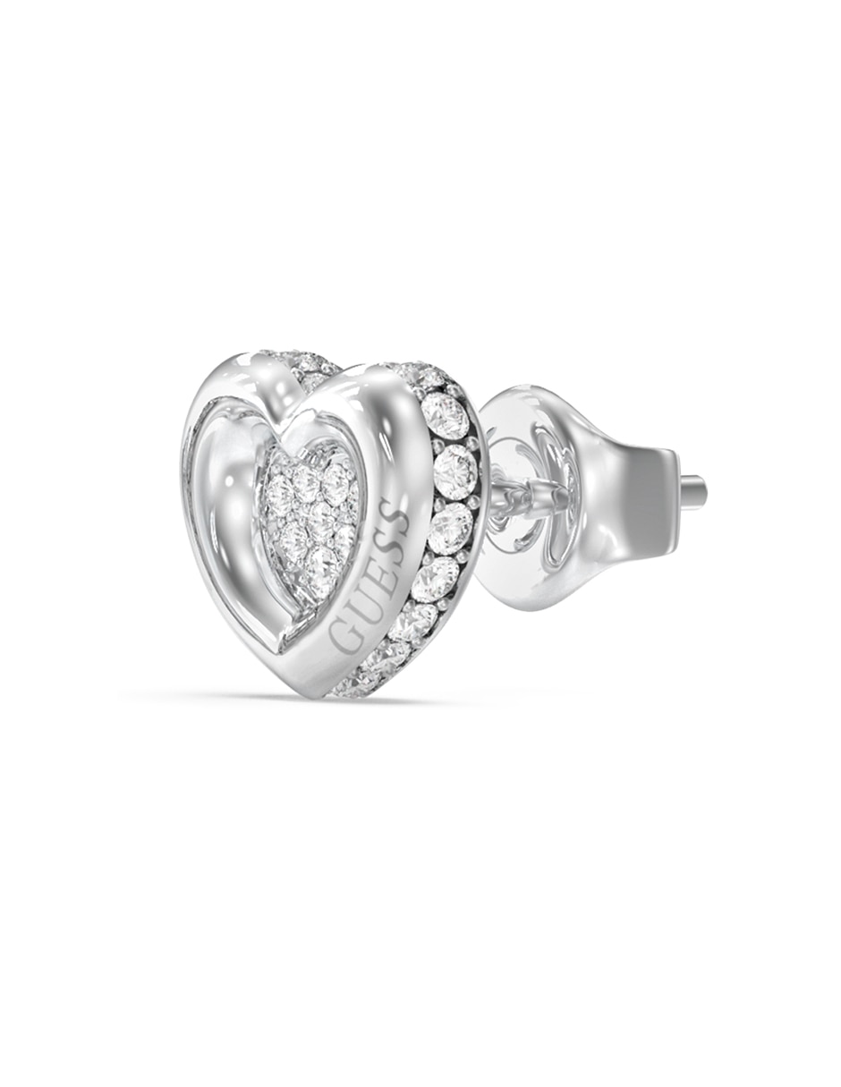 Aretes huggies de corazón Love con acabado pavé circonita 2