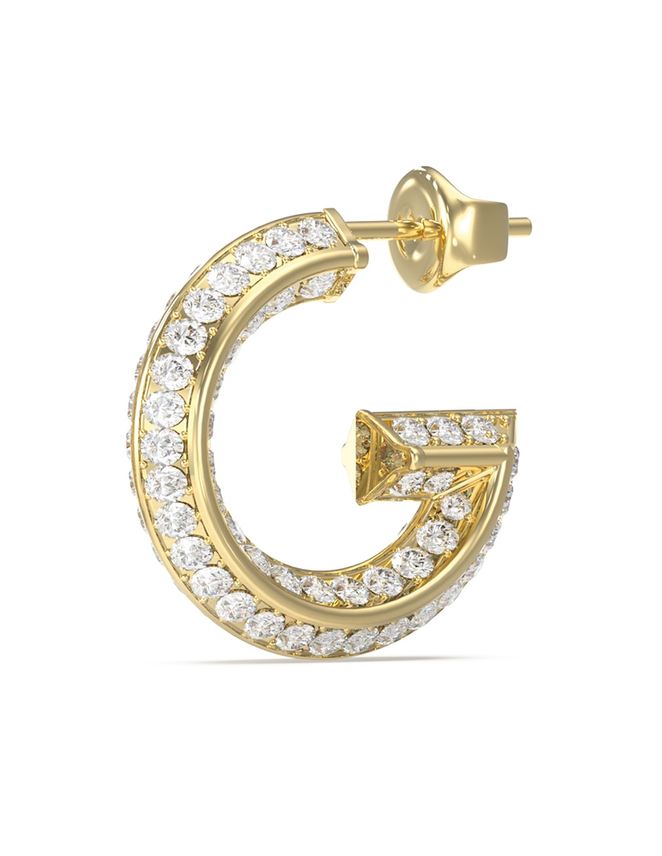 Aretes cortos letra G G Crystal con acabo pavé circonia 2