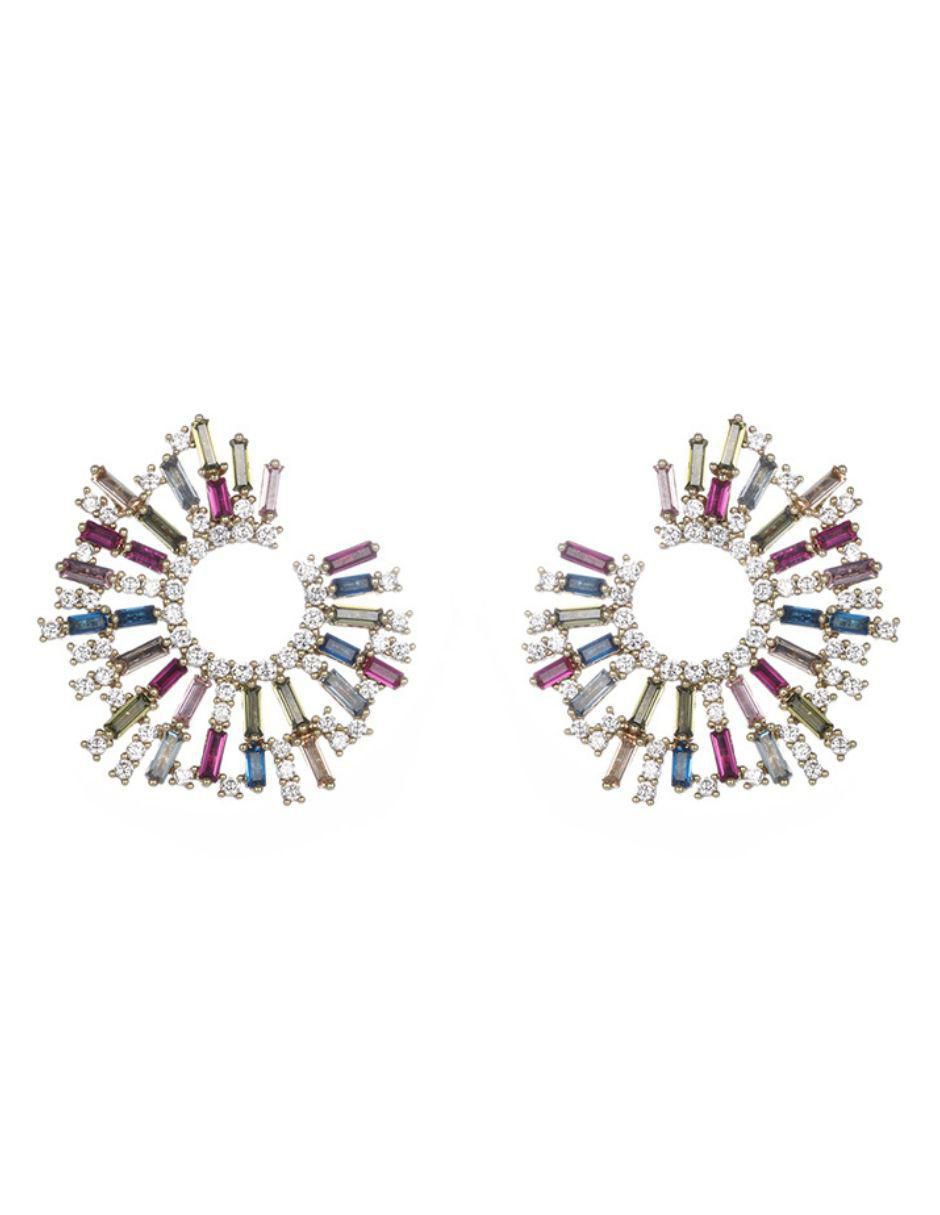 Aretes de oro laminado 9 k con acabado brillante zirconia Aretes de oro laminado 9 k con acabado brillante zirconia