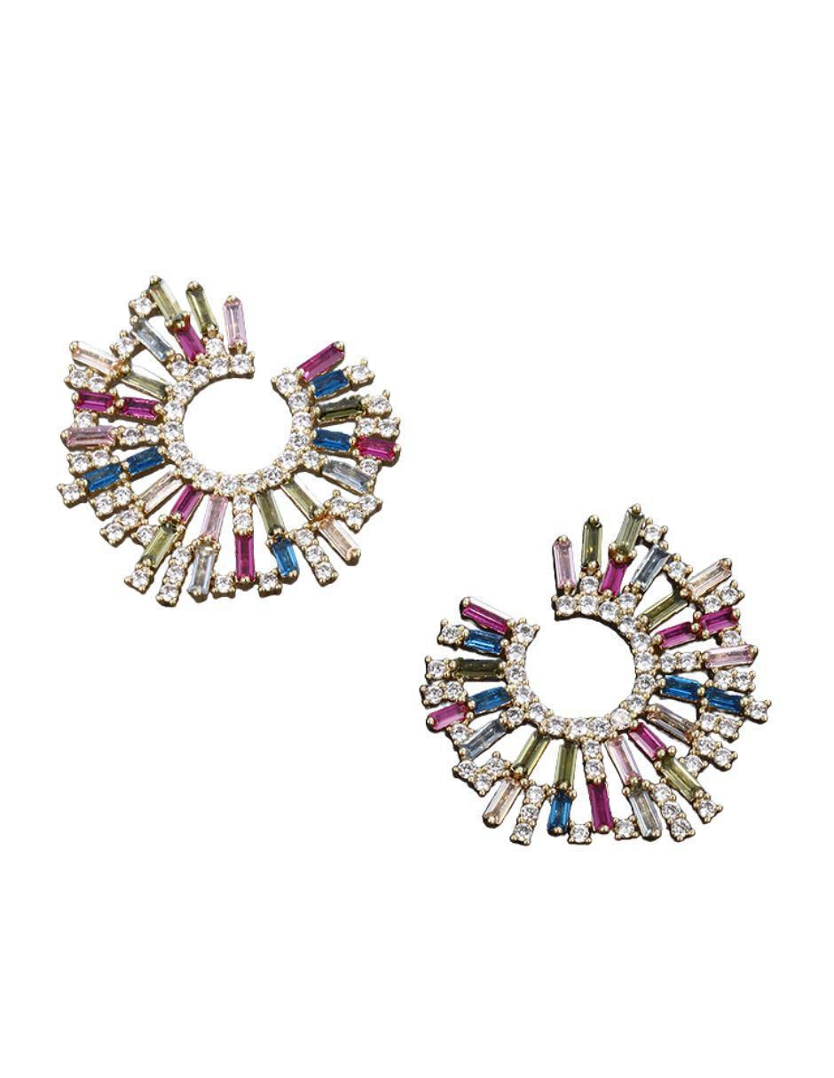 Aretes de oro laminado 9 k con acabado brillante zirconia 2