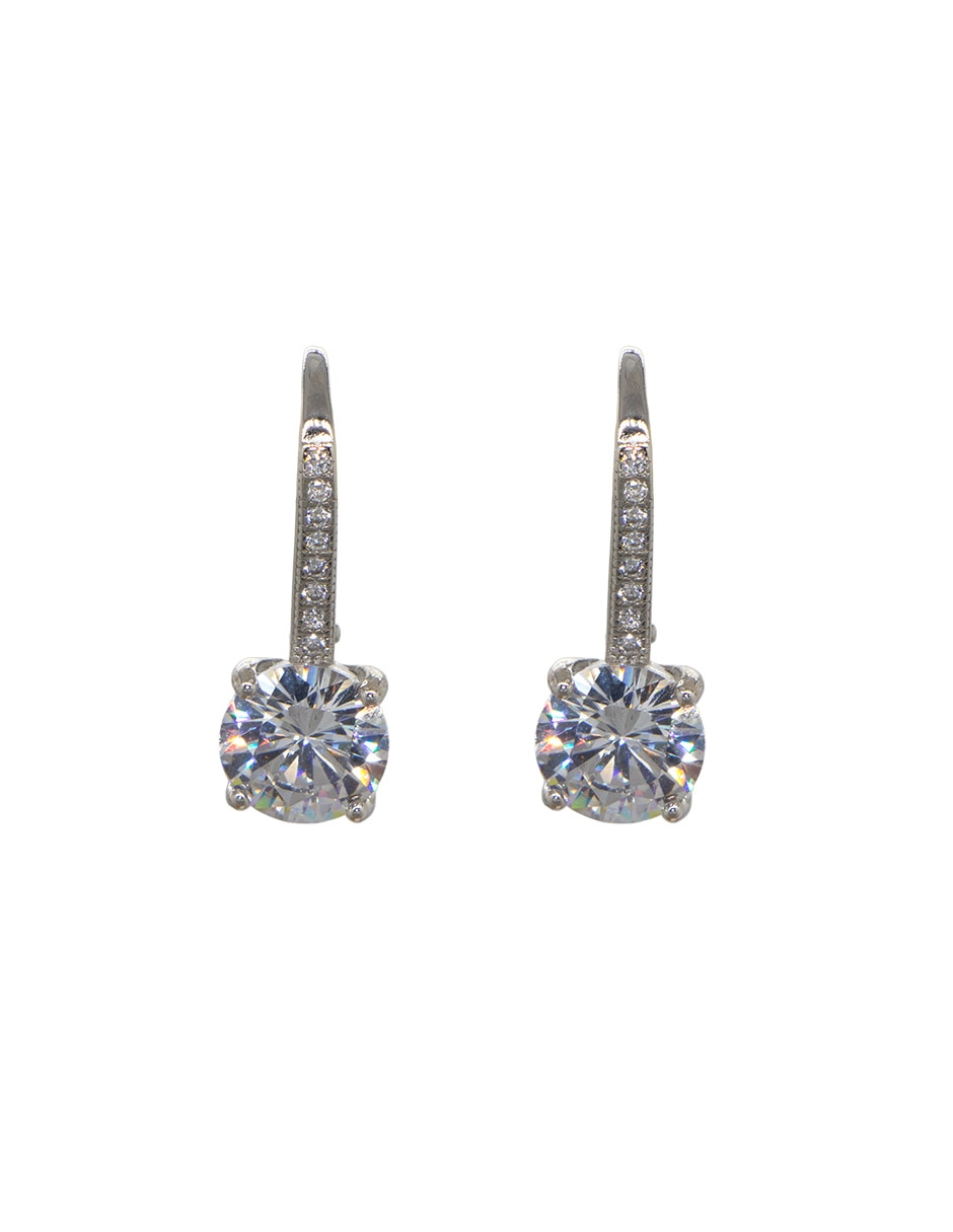 Aretes cortos Glowing de plata P 925 con acabado baño rodio zirconia Aretes cortos Glowing de plata P 925 con acabado baño rodio zirconia