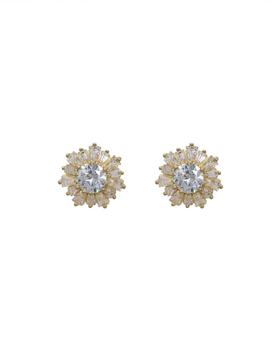 Broqueles de flor Basic de plata P 925 con acabado pavé zirconia