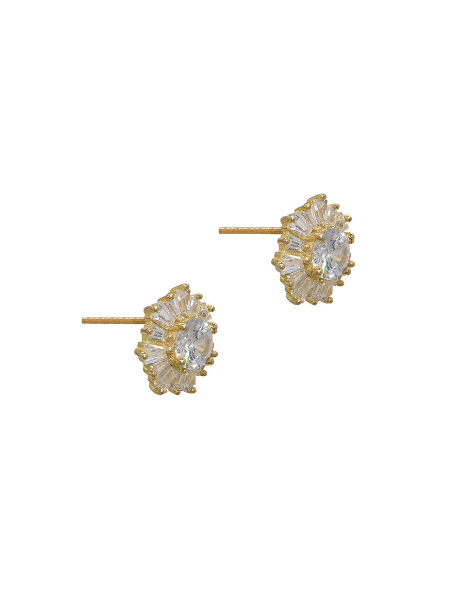 Broqueles de flor Basic de plata P 925 con acabado pavé zirconia 2