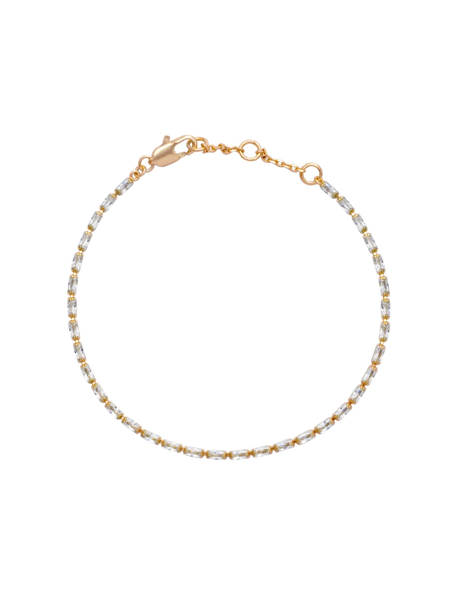 Pulsera de plata 925 con zirconia cúbica Baguettes acabado pavé