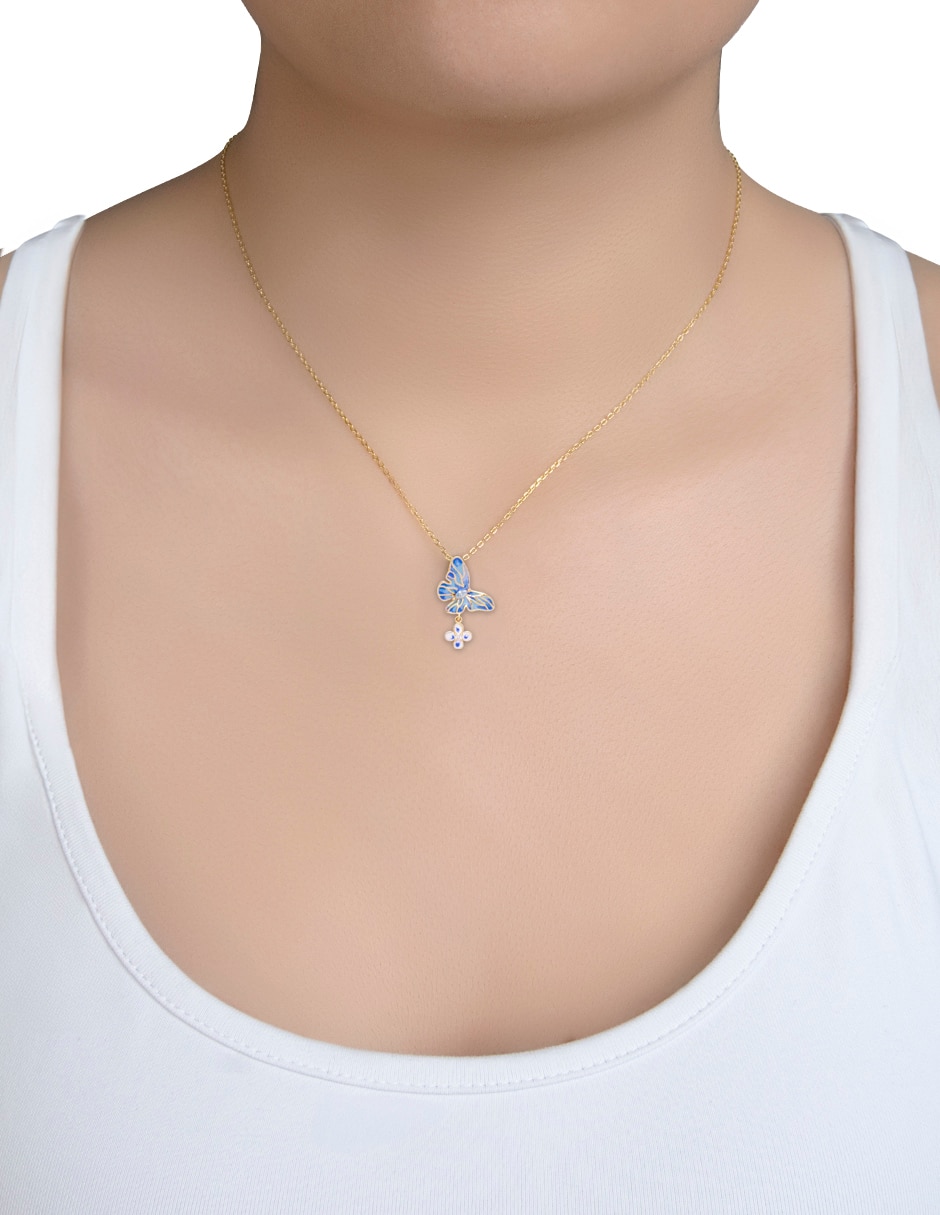 Collar con dije de mariposa de plata P 925 3