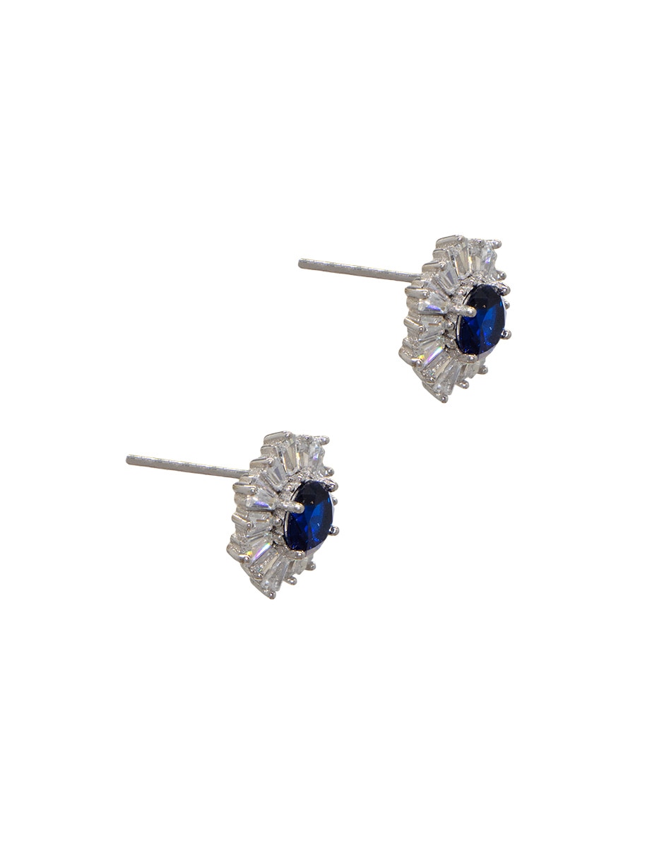 Broqueles de flor Basic de plata P 925 con acabado baño rodio zirconia 2