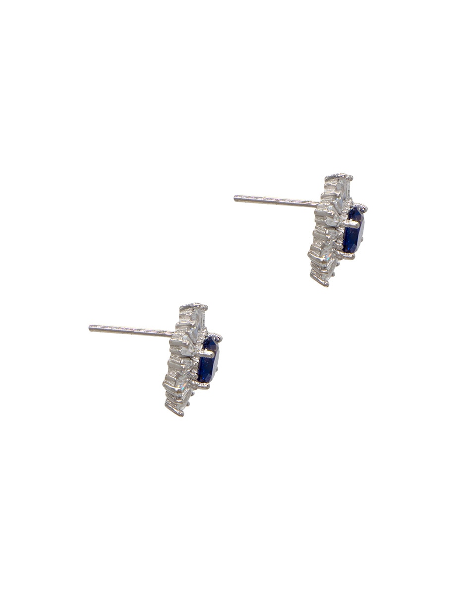 Broqueles de flor Basic de plata P 925 con acabado baño rodio zirconia 3