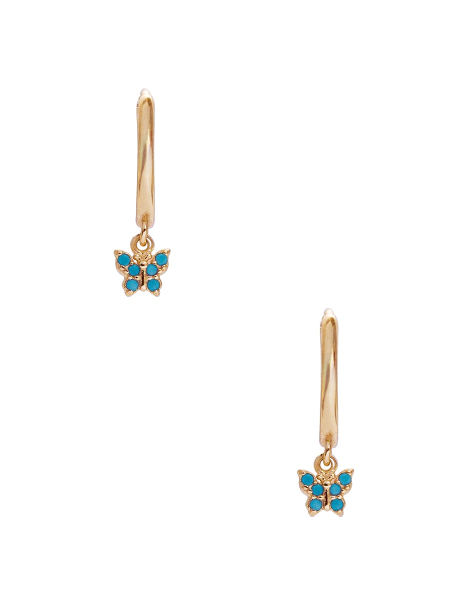 Aretes cortos de mariposa de plata P 925 con acabado pulido zirconia cúbica Aretes cortos de mariposa de plata P 925 con acabado pulido zirconia cúbica