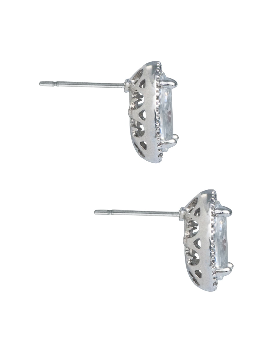 Aretes de óvalo con acabado baño rodio zirconia 3
