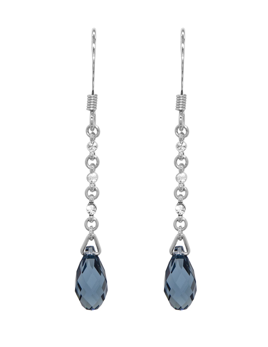 Aretes largos de gota Silver Shade con acabado pavé cristal