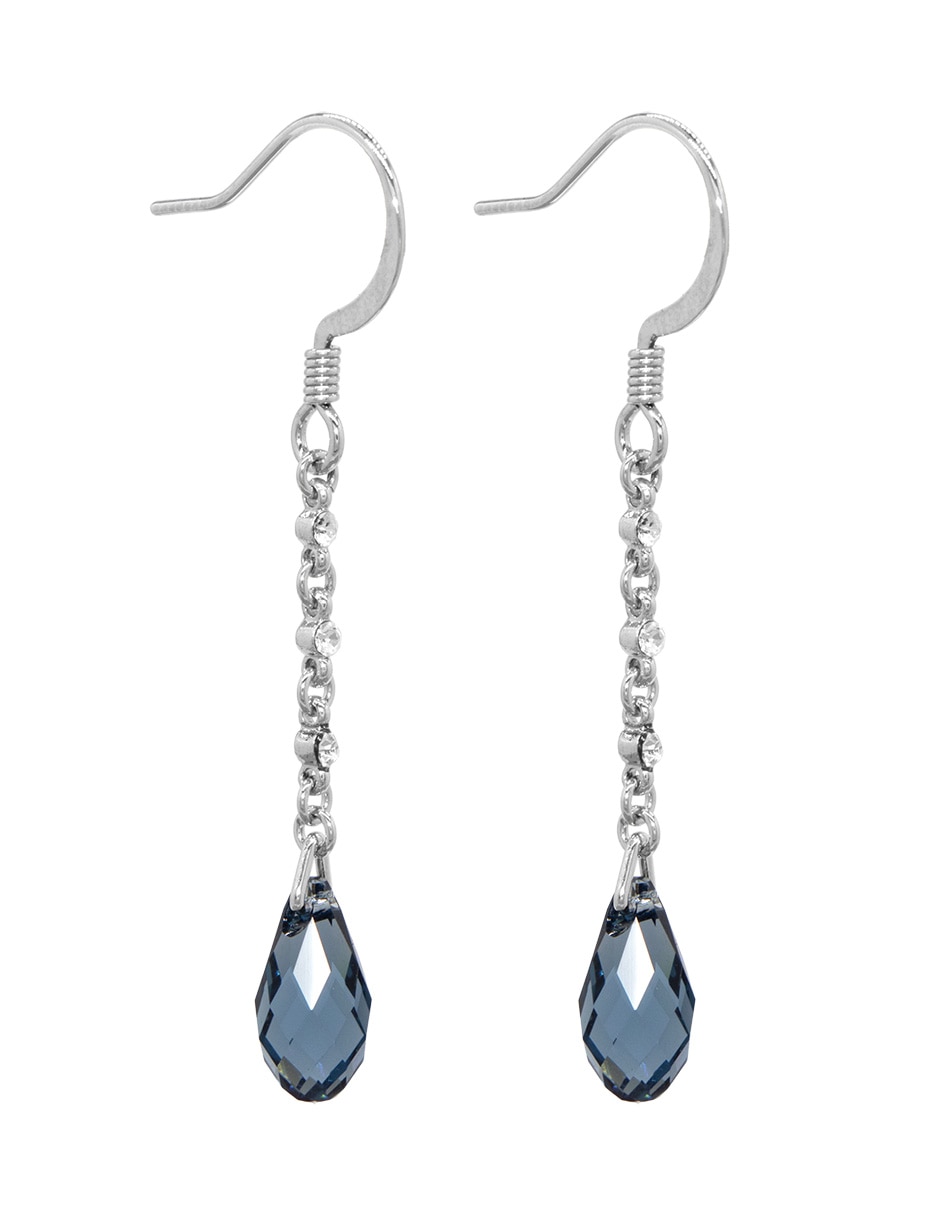 Aretes largos de gota Silver Shade con acabado pavé cristal 2